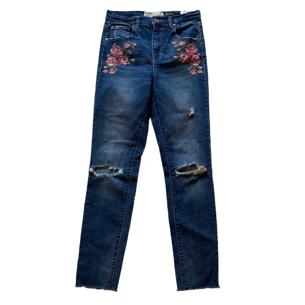 Garage Premium Floral Embroidered Ultra High Rise Stretch Skinny Jeans 5